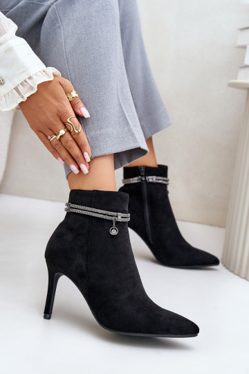 riscaldamento Stivali con tacchi sottili con tacchi decorati in ecopelle scamosciataoAe Vinceza 16469 colore nero