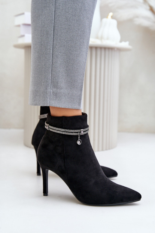 riscaldamento Stivali con tacchi sottili con tacchi decorati in ecopelle scamosciataoAe Vinceza 16469 colore nero