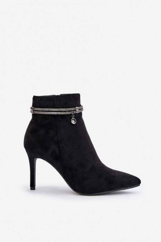 riscaldamento Stivali con tacchi sottili con tacchi decorati in ecopelle scamosciataoAe Vinceza 16469 colore nero