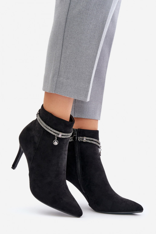 riscaldamento Stivali con tacchi sottili con tacchi decorati in ecopelle scamosciataoAe Vinceza 16469 colore nero