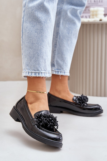 Femminile Mocassini con effetto vernice S.Barski HY369A colore nero 2