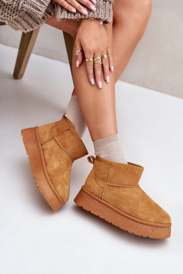 Doposci bassi da donna con plateau riscaldati con pelliccia interna colore marrone Saldren