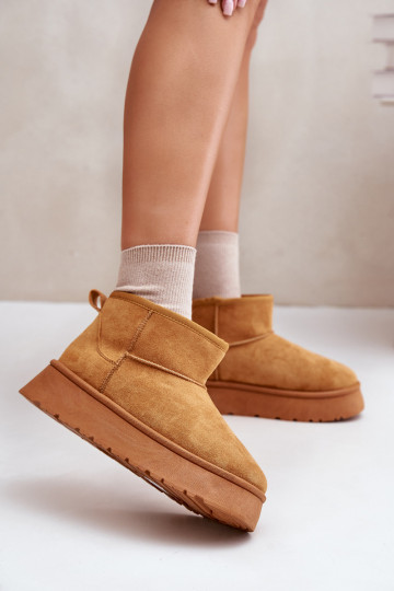 Doposci bassi da donna con plateau riscaldati con pelliccia interna colore marrone Saldren 2