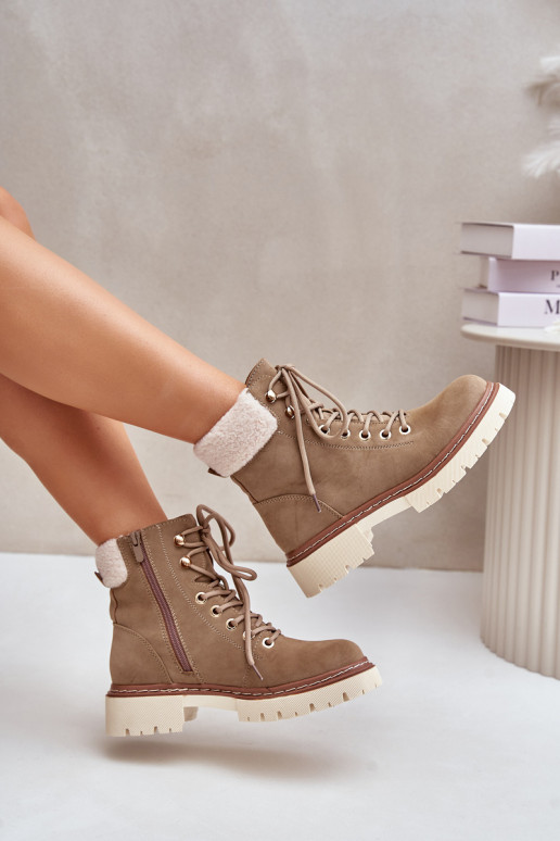 riscaldamento scarpe Stivali da donna Al Castello colore kaki Ferelia