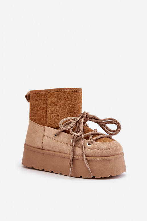 Stivali da neve con dettagli eleganti con una piattaforma colore marrone Devevora Stivali da neve con dettagli eleganti con una piattaforma colore marrone Devevora