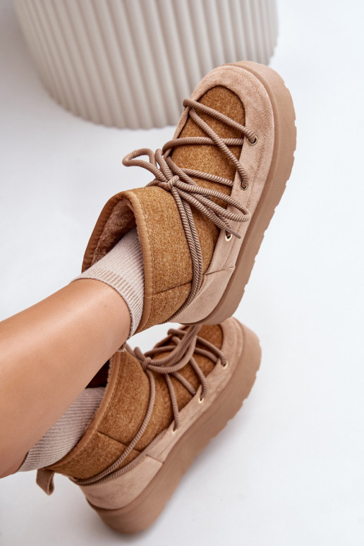 Stivali da neve con dettagli eleganti con una piattaforma colore marrone Devevora Stivali da neve con dettagli eleganti con una piattaforma colore marrone Devevora