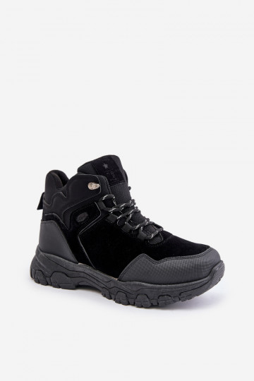 Scarpe da trekking isolate da uomo con lacci nero Zerista