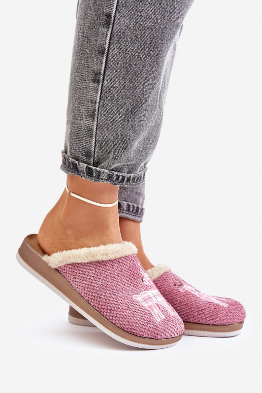 Pantofole Femminile con cervi e una pelliccia Inblu CT000034 colore rosa