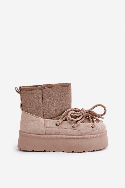 Stivali da neve con dettagli eleganti con una piattaforma beige Devevora Stivali da neve con dettagli eleganti con una piattaforma beige Devevora
