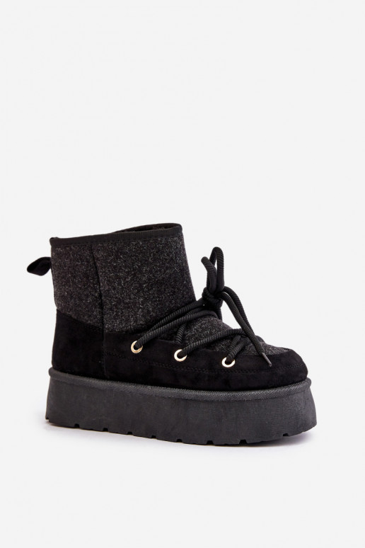 Stivali da neve con dettagli eleganti con una piattaforma colore nero Devevora Stivali da neve con dettagli eleganti con una piattaforma colore nero Devevora
