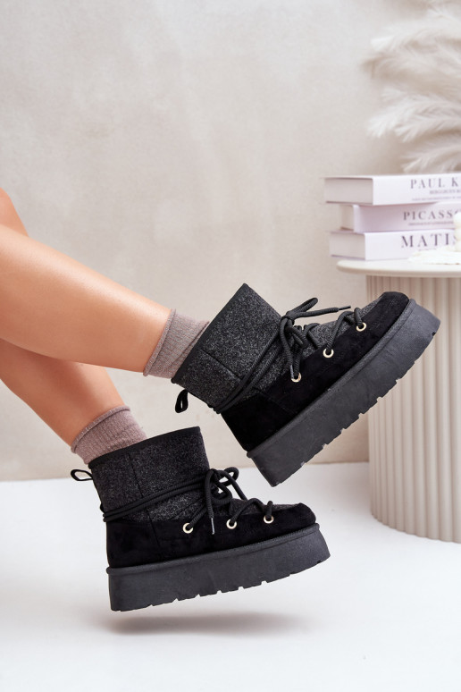 Stivali da neve con dettagli eleganti con una piattaforma colore nero Devevora Stivali da neve con dettagli eleganti con una piattaforma colore nero Devevora