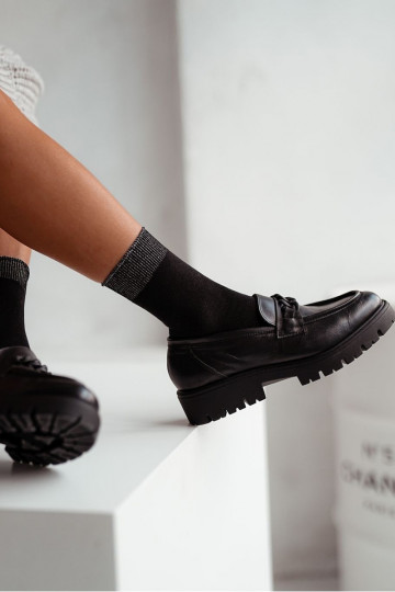 Calzini da donna BaAełniane Z LurekGufim Ściągaczem colore nero