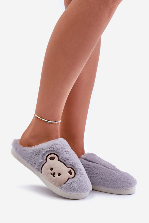 Pantofole Femminile con una pelliccia Con Orso colore grigio Fiorinella Pantofole Femminile con una pelliccia Con Orso colore grigio Fiorinella