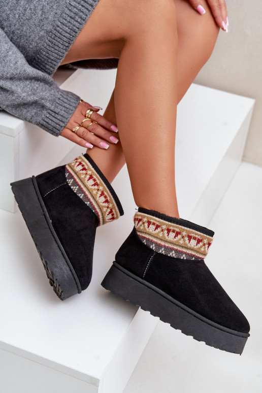 Stivali da neve Femminile con scritti con una piattaforma colore nero Avatharia