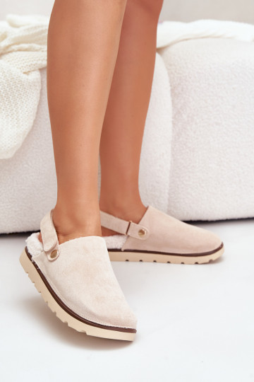 Pantofole Femminile con una piattaforma riscaldamento con pelliccia all interno Typu Baranek beige Sanilora 2