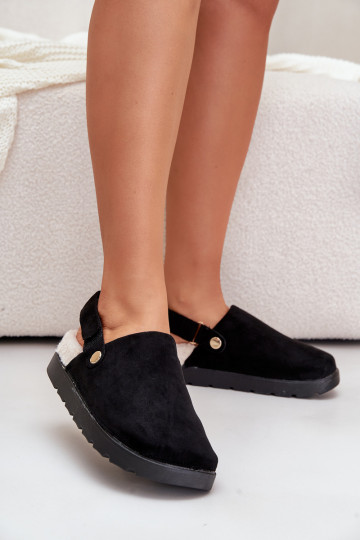 Pantofole Femminile con una piattaforma riscaldamento con pelliccia all interno Typu Baranek colore nero Sanilora