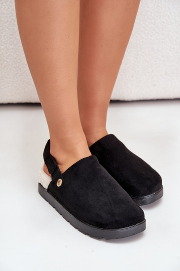 Pantofole Femminile con una piattaforma riscaldamento con pelliccia all interno Typu Baranek colore nero Sanilora 2
