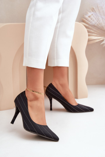 scarpe col tacco alto Femminile con strisce colore nero Tifidra 2