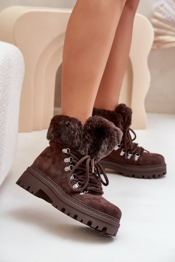 con lacci scarpe Femminile con una pelliccia Deverrone scuro Vaminia 2
