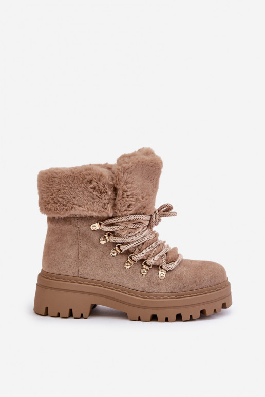 con lacci scarpe Femminile con una pelliccia beige Vaminia con lacci scarpe Femminile con una pelliccia beige Vaminia