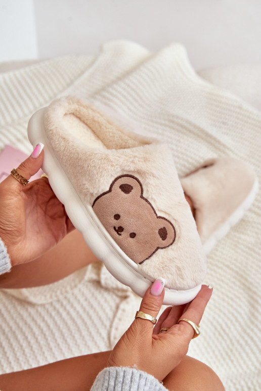 con una pelliccia Pantofole Femminile Orsi di peluche colore avorio Firedi con una pelliccia Pantofole Femminile Orsi di peluche colore avorio Firedi