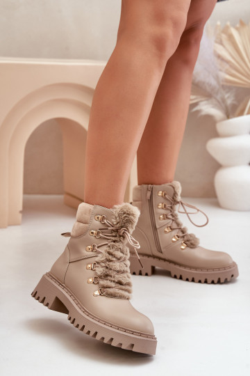 riscaldamento Stivali scarpe Al Castello in ecopelle beige INillatta 2