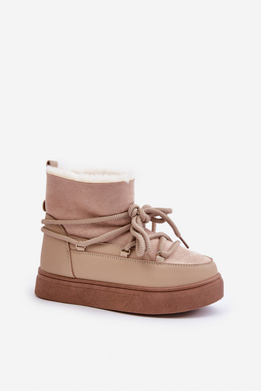 Stivali da neve Femminile con una piattaforma riscaldamento con pelliccia all interno beige Aziara Stivali da neve Femminile con una piattaforma riscaldamento con pelliccia all interno beige Aziara