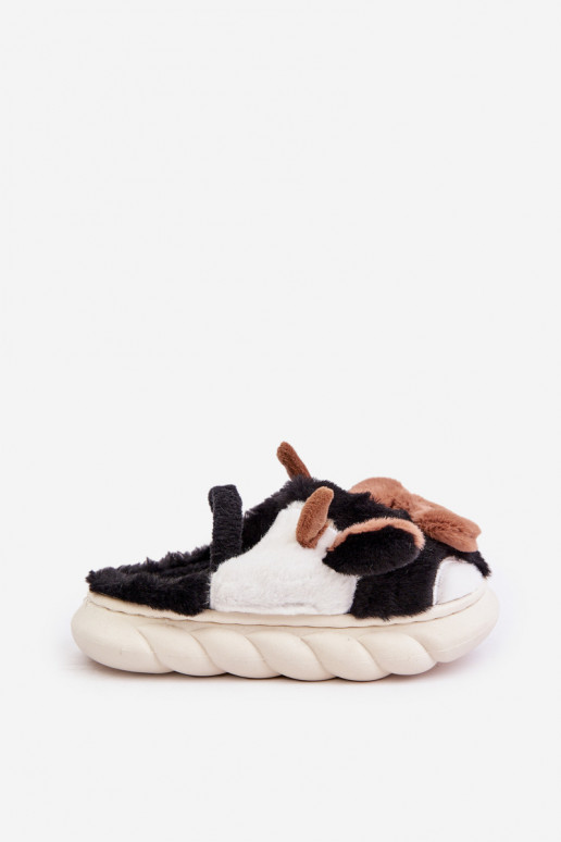 Infantile con una pelliccia Pantofole Con un tema KroAy colore nero Tamorrin Infantile con una pelliccia Pantofole Con un tema KroAy colore nero Tamorrin