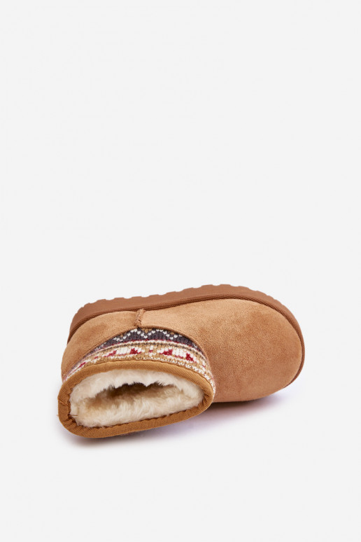 Un modello convincente Stivali da neve Infantile con scritti INstaAką riscaldamento con pelliccia all interno colore marrone Mir