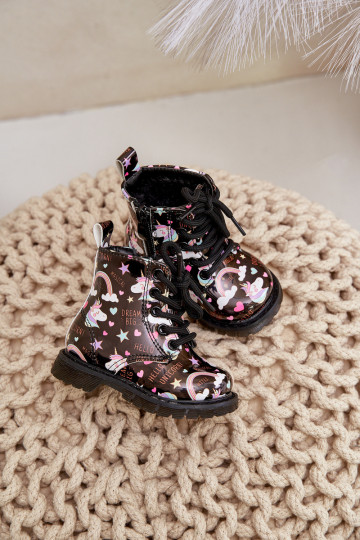 Calde scarpe per bambini con cerniere Unicorni colore nero Tiptop 2