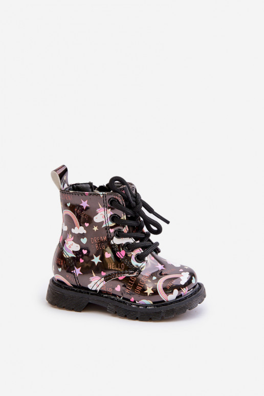 Calde scarpe per bambini con cerniere Unicorni colore nero Tiptop Calde scarpe per bambini con cerniere Unicorni colore nero Tiptop