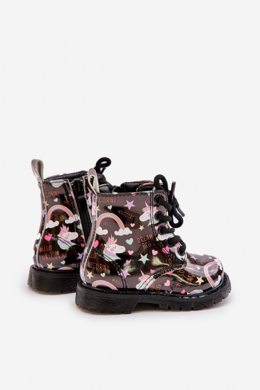 Calde scarpe per bambini con cerniere Unicorni colore nero Tiptop Calde scarpe per bambini con cerniere Unicorni colore nero Tiptop
