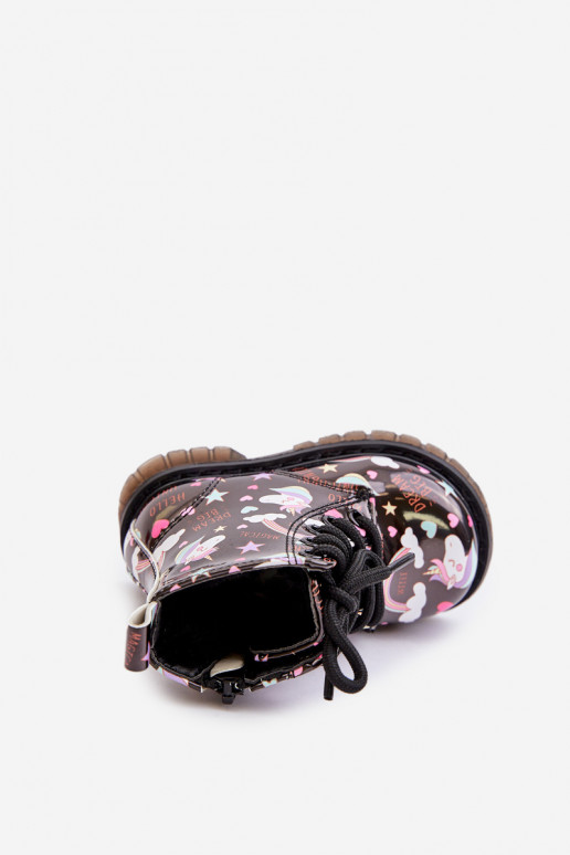 Calde scarpe per bambini con cerniere Unicorni colore nero Tiptop Calde scarpe per bambini con cerniere Unicorni colore nero Tiptop