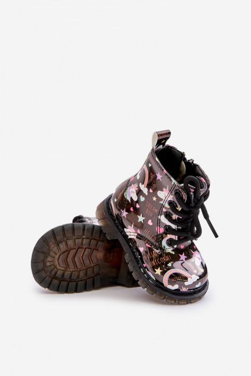 Calde scarpe per bambini con cerniere Unicorni colore nero Tiptop Calde scarpe per bambini con cerniere Unicorni colore nero Tiptop