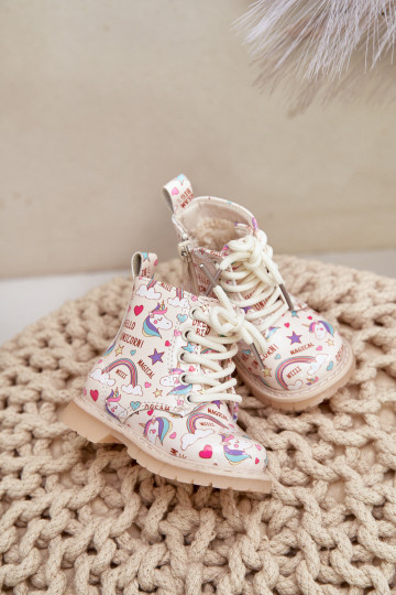 Calde scarpe per bambini con cerniere Unicorni beige Tiptop 2