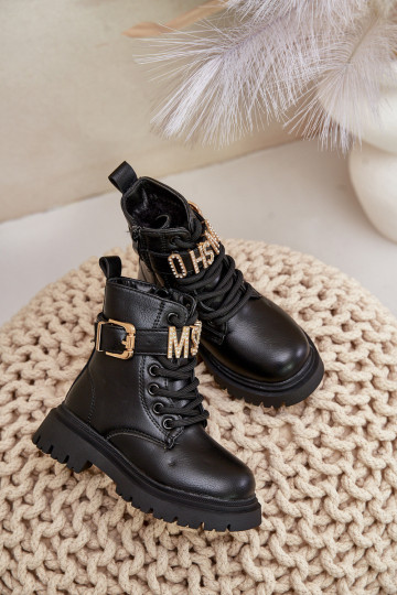 Stivali Infantile Eko Pelle riscaldamento con tacchi decorati colore nero Gilian 2