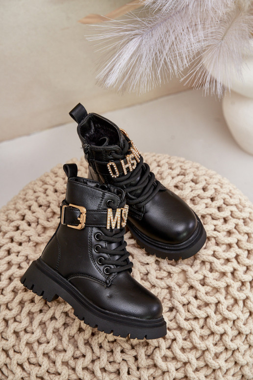 Stivali Infantile Eko Pelle riscaldamento con tacchi decorati colore nero Gilian Stivali Infantile Eko Pelle riscaldamento con tacchi decorati colore nero Gilian