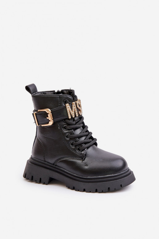 Stivali Infantile Eko Pelle riscaldamento con tacchi decorati colore nero Gilian Stivali Infantile Eko Pelle riscaldamento con tacchi decorati colore nero Gilian