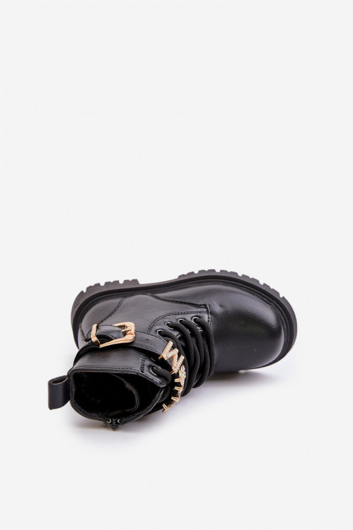 Stivali Infantile Eko Pelle riscaldamento con tacchi decorati colore nero Gilian Stivali Infantile Eko Pelle riscaldamento con tacchi decorati colore nero Gilian