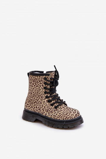 riscaldamento Stivali Infantile con motivi di pelliccia di leopardo beige Nelanna