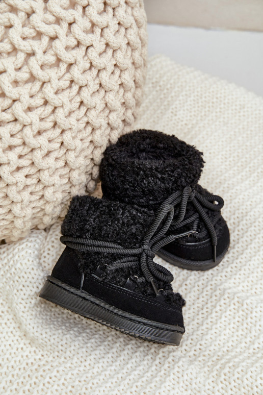 Caldo Stivali Stivali da neve Infantile con cinghie colore nero Asija