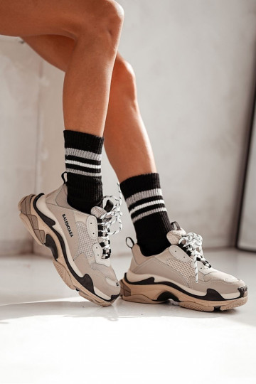 Scarpe a righe Skarpety Femminile con strisce Nessuna pressione colore nero