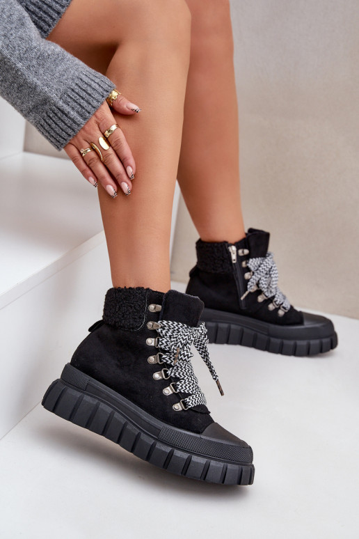 Femminile riscaldamento Stivali scarpe con una piattaforma colore nero Alcyhen