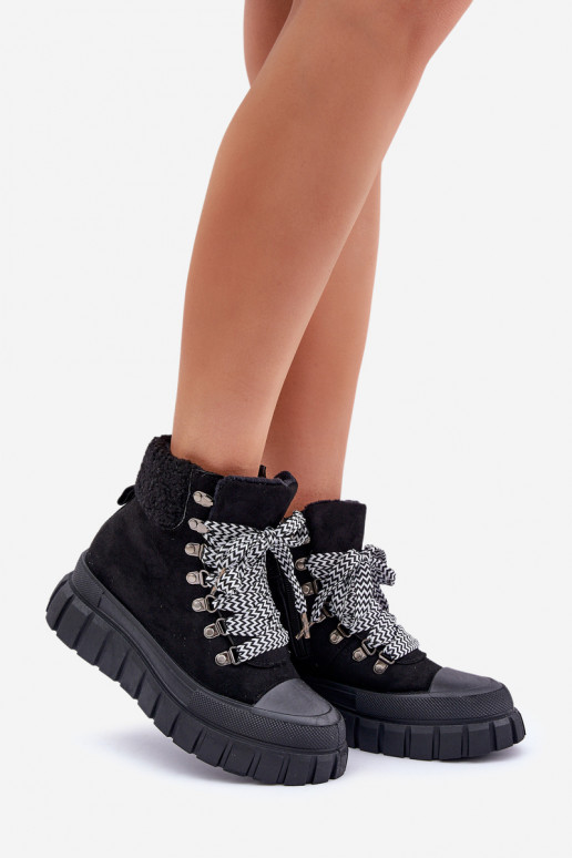 Femminile riscaldamento Stivali scarpe con una piattaforma colore nero Alcyhen