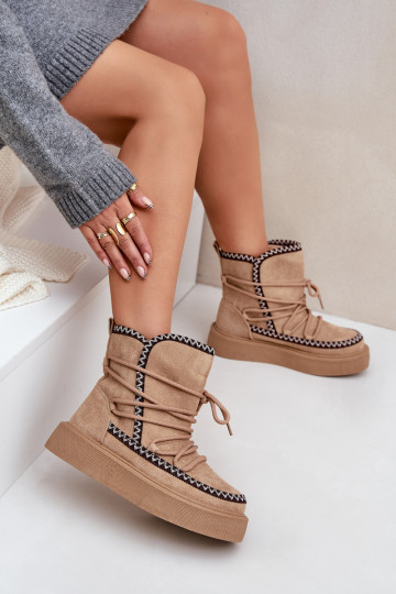 Stivali da neve Femminile Z Haftem con una piattaforma colore marrone Abilitatoleris