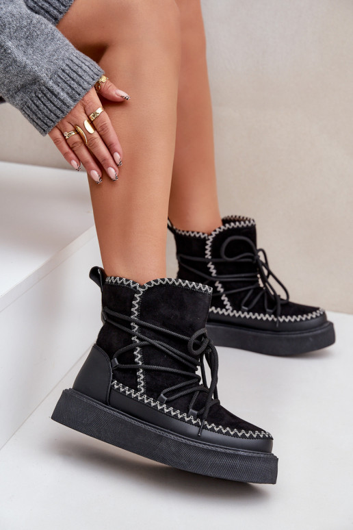 Stivali da neve Femminile Z Haftem con una piattaforma colore nero Abilitatoleris Stivali da neve Femminile Z Haftem con una piattaforma colore nero Abilitatoleris