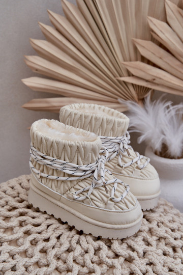 Stivali da neve Infantile riscaldamento Grubym con pelliccia all interno colore avorio Abilitatostira