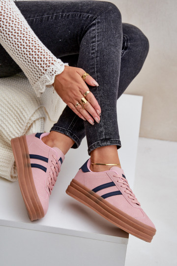 Scarpe modello sneakers Femminile con una piattaforma colore rosa Egelia