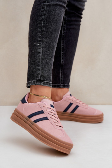 Scarpe modello sneakers Femminile con una piattaforma colore rosa Egelia 2