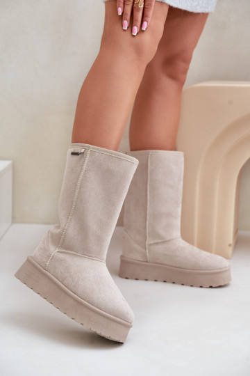 Alto Stivali da neve con una piattaforma Big Star OO274894 colore avorio